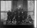 Women's hockey team outside Maori Agricultural College, Te Hauke, Kahuranaki, Hawke's Bay District