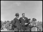 Mayor of Dunedin DC Cameron, left, with President of Otago Aero Club HI Sinclair, at RNZAC Pageant, Dunedin