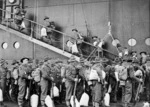 Members of the 2nd Echelon from Burnham Military Camp boarding a ship in Lyttelton