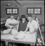 New Zealand Minister of Defence, Hon Frederick Jones, visits pie factory in Maadi Camp, Egypt - Photograph taken by S Wemyss