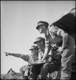 Artillery officers discussing a problem in Tunisia, World War II - Photograph taken by M D Elias