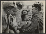 World War II soldier being met in Wellington after returning from the Middle East on a hospital ship