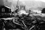 Flood debris alongside the bridge over the Mohaka River