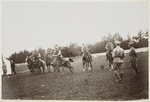 Mounted soldiers prepare for a race