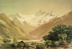 Gully, John, 1819-1888 :Mount Aspiring from the Matakitaki Valley, after a drawing by John Gully 1877. Chromolithographed by Sands and McDougall for the Art-Union of Victoria, season 1879. [Melbourne; 1878?]
