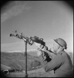 NZ bren gunner on alert in forward areas in Italy, World War II - Photograph taken by George Kaye