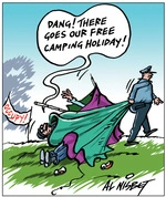 Nisbet, Alistair, 1958- :'Dang! There goes our free camping holiday!' 23 March 2012