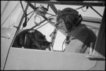 Captain G M H Aitchison at the controls of his RAF light reconnaissance aircraft, Italian Front, World War II - Photograph taken by George Kaye