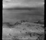 The Snow Rainger property on a headland with bush, and hills at Hatfield's Beach settlement, North Auckland, with the Hauraki Gulf in the background