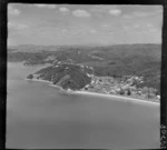 Paihia, Bay of Islands, includes wharf, shoreline, roads, housing, island and bush