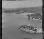 Paihia, Bay of Islands, includes; wharf, shoreline, roads, housing, island and bush