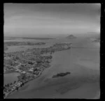 Tauranga Harbour inlet, Bay of Plenty, with Mount Maunganui in the background