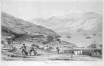 Fox, William 1812-1893 :Port Lyttelton. Passengers by the 'Cressy' landing. Etched by T. Allom. From a drawing by Wm Fox Esq.r. London, John W. Parker, 1851.