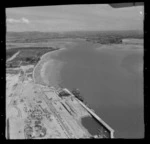 Opening of the new wharf at Mount Maunganui with Tauranga beyond, Bay of Plenty