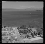 Taupo, includes view of lake, roads,township, housing and Mt Ruapehu