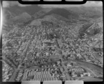 Nelson City and suburbs with commercial and residential buildings and the Maitai River, Nelson Region