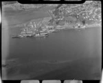 Port of Nelson docks and industrial area with the Maitai River Estuary, Nelson City and suburbs beyond, Nelson Region