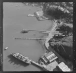 Patent Slip, Evans Bay Parade, with a fishing vessel on dry land, Hataitai, Wellington City