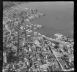 Wellington City central business district with Willis and Taranaki Streets and harbour beyond