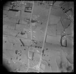 The Southern Motorway through farmland from Redoubt Road to Boundary Road Preston Bridge with the Great South Road to the left, Papatoetoe, South Auckland