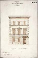 Beatson, William, 1808?-1870 :Design for a public building at Rugby. No. VIII. West elevation / Wm Beatson, Aug[us]t 1838.