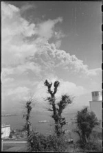 View from Naples of Mt Vesuvius erupting, Italy, World War II - Photograph taken by George Kaye