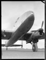 AVRO - Lancastrian aircraft, under nose view, on arrival from England