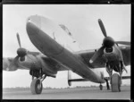 AVRO - Lancastrian aircraft, under nose view, on arrival from England