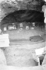 Interior of George Denniston's dug-out, Gallipoli, Turkey