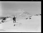 Unidentified skier at Mount Ngauruhoe, National Park, Taupo district