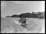 Passengers on board the 'Knoxie', Otehei Bay, Bay of Islands