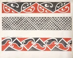 Godber, Albert Percy, 1876-1949 :[Drawings of Maori rafter patterns]. 32. From Te Whaiti; 33. From Ohinemutu Maori Church; 34. 8MA. Kowhai-ngutu-kaka. [1939-1947].