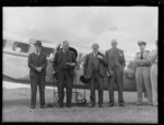 Local dignitaries and air crew at opening of the NAC Northland Air Service, Kaikohe