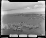 View of Otehei Bay and the Zane Grey farm residence with jetty, Urupukapuka Island, Bay of Islands, Northland Region