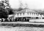 Old Oak Hotel, Mangonui, and crowd alongside