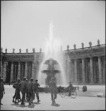Fountain playing in the courtyard of St Peter's, Rome, Italy, World War II - Photograph taken by M D Elias