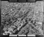 View over Christchurch Hospital in foreground with the Avon River and Christchurch City CBD beyond, Canterbury Region