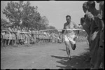 Major William Nicol Carson wins 440 yards race at 5 NZ Field Regiment Gymkhana, Arce, Italy, World War II - Photograph taken by George Bull