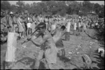 Start of wood chopping event at 5 NZ Field Regiment Gymkhana, Arce, Italy, World War II - Photograph taken by George Bull