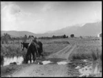 Unidentified man on horseback, Weheka, South Westland