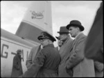 Group of men at Rongotai Airport, Wellington, including 'Tiny' White, FW Furkett, and Mr Todd