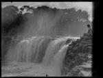 Unidentified woman at Waitangi Falls, Bay of Islands