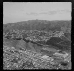 View over the Wellington City suburbs of Newtown in the foreground with Rugby League Park and the Winter Show Buildings to Vogeltown, and Mornington beyond