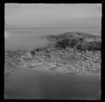 View south over the Wellington City eastern suburb of Seatoun with Breaker Bay and the Cook Strait beyond