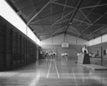 Wellington Girls' East College gymnasium interior, and pupils