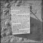 Notice in three languages at entrance to the Wailing Wall in Jerusalem, Palestine - Photograph taken by M D Elias