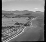 View south from Jellicoe Point to Mission Bay on the eastern side of Lake Taupo to the settlement of Oruatua and the Tauranga Taupo River, to the Motuoapa Peninsula beyond