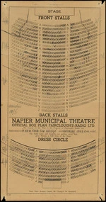 Napier Municipal Theatre :Official box plan, Fairclough's Radio Ltd. The layout of the plan is the property of Fairclough's Radio Ltd. Performance "A view from the bridge", Saturday July 2nd 1960. [Printed by] VW - 8035 [ca 1960]