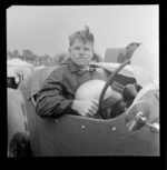 Jim Palmer sitting in a racecar, Levin, Southern Manawatu