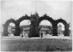 Decorated arches in front of Grand Hotel, Rotorua